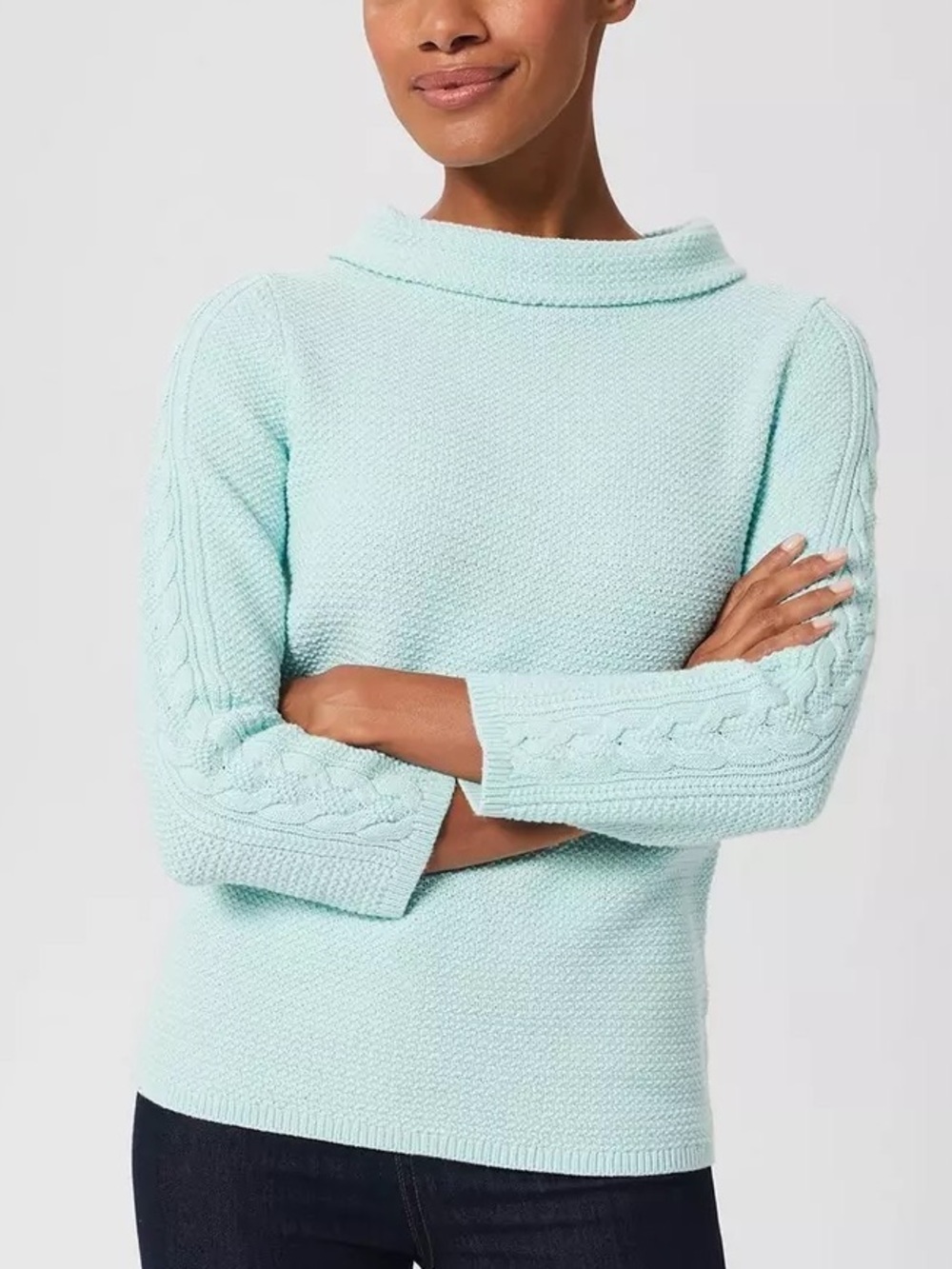 Hobbs Women’s Camilla Cotton Sweater Mint Cowl Neck size large
